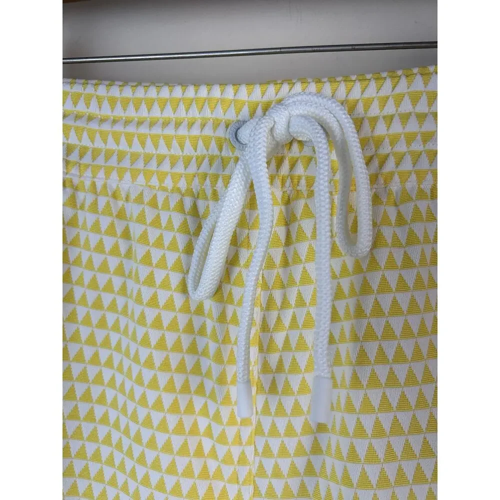 Casa Del Mar Mens Swim Trunks Shorts Yellow White Geometric Shorts Sz XL